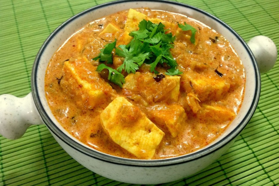Paneer Butter Masala. Receta vegana india.