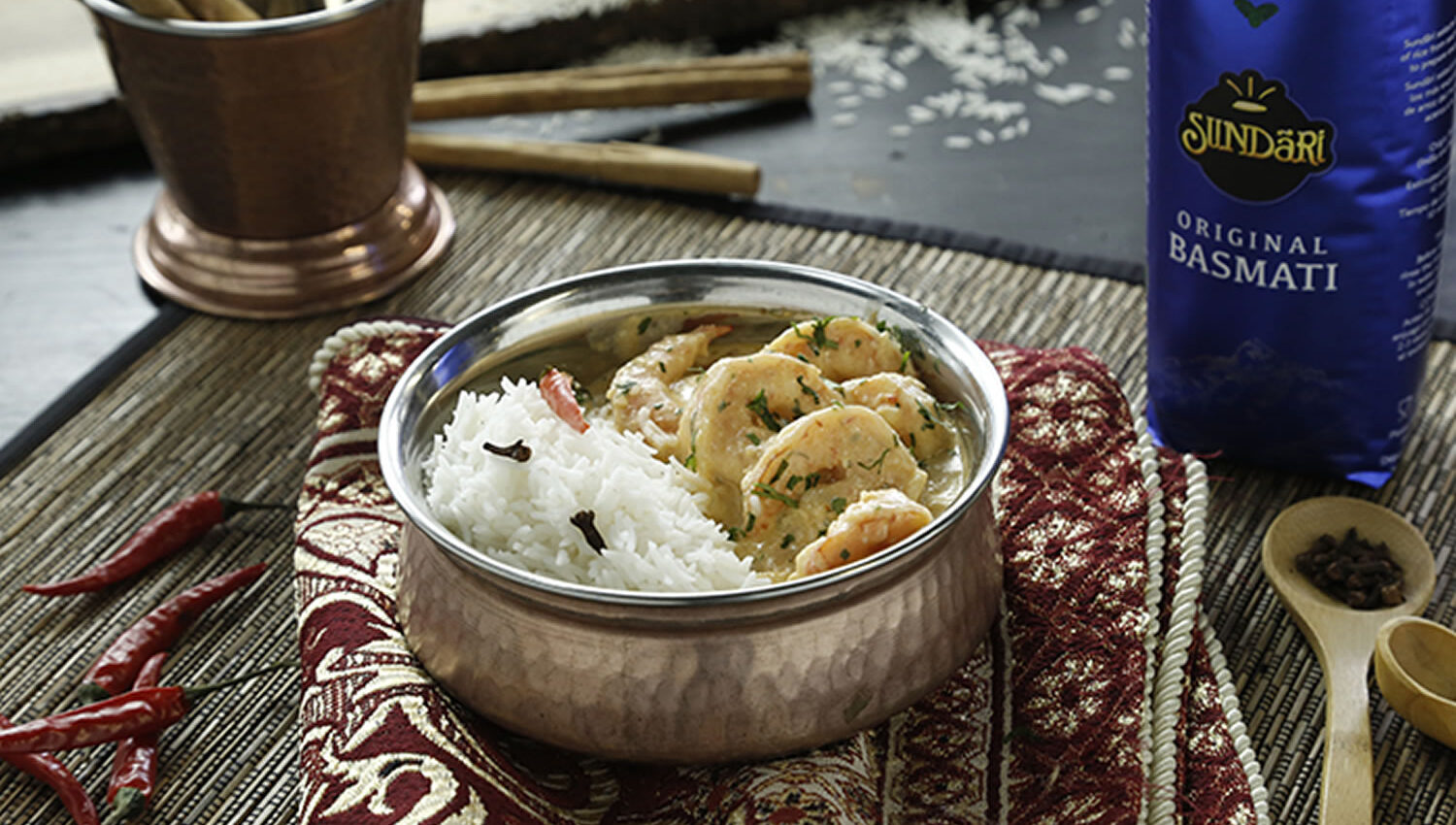 Langostinos con arroz basmati
