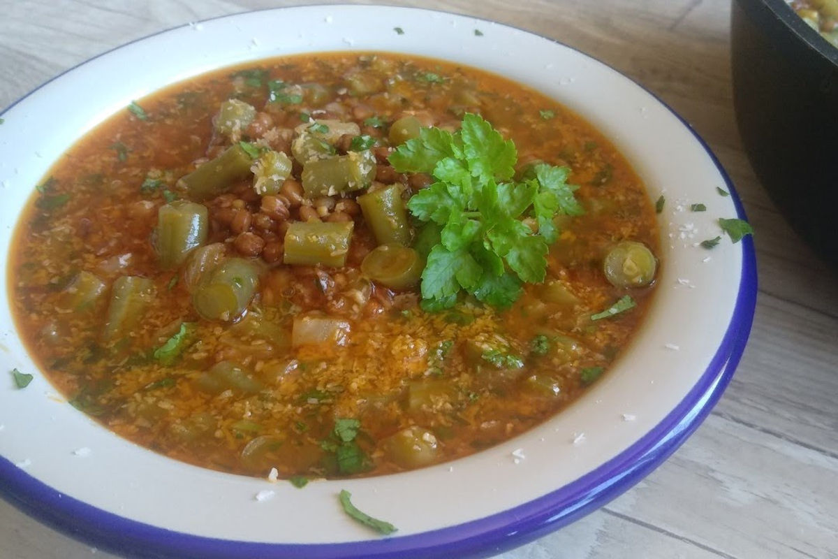 Receta de lentejas con judías verdes