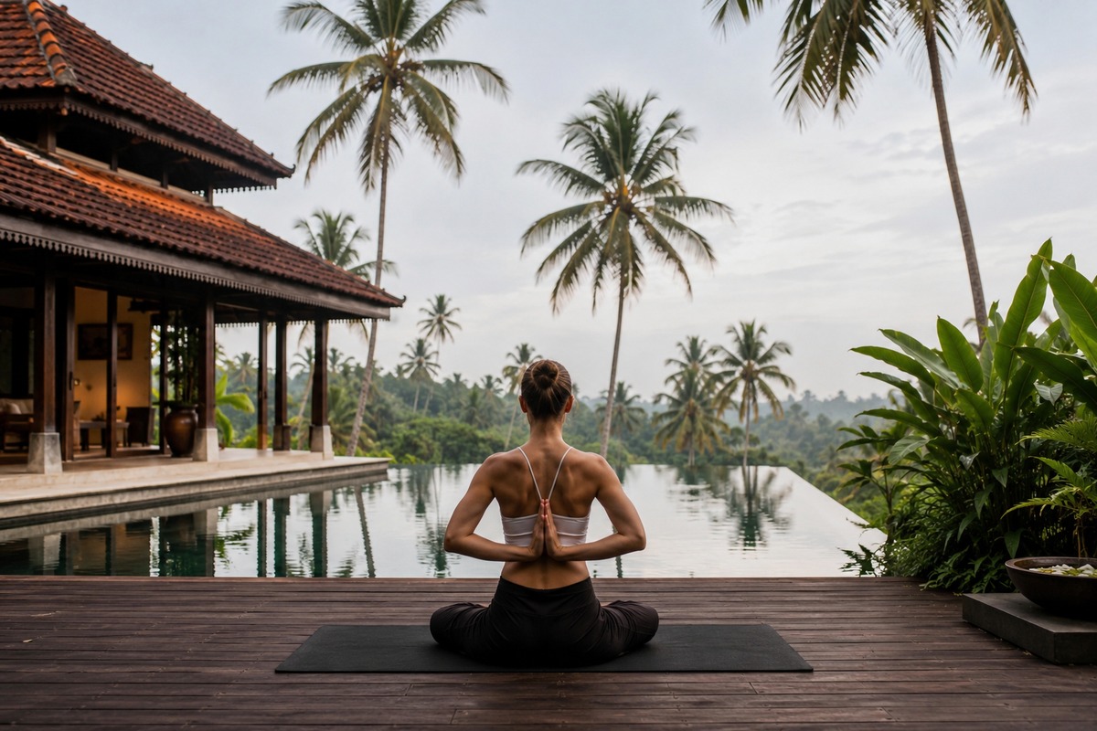 Retiro yoga premium kerala con piscina tropical
